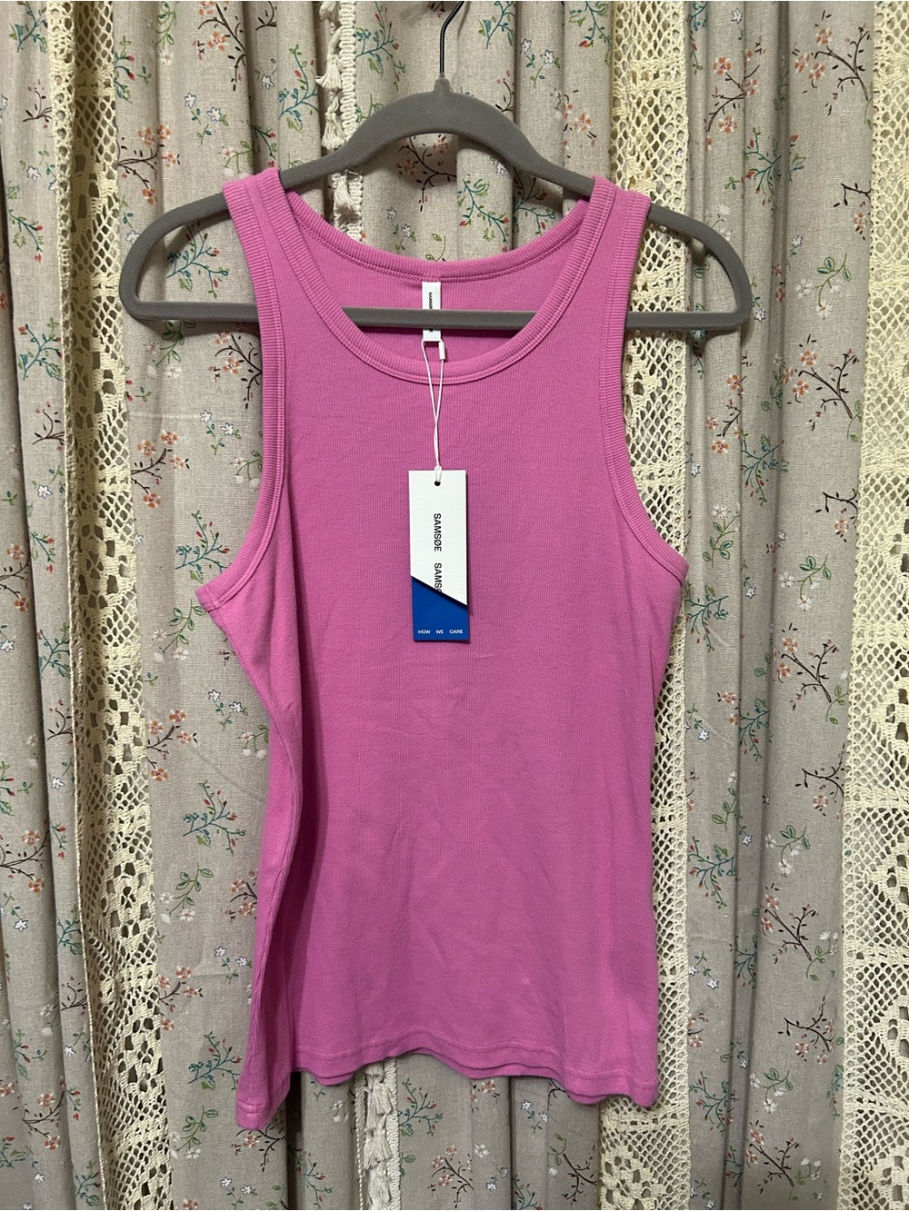 Samsoe Samsoe Alexo Rib Tank XL Bubblegum Pink Organic Cotton‎ NWT